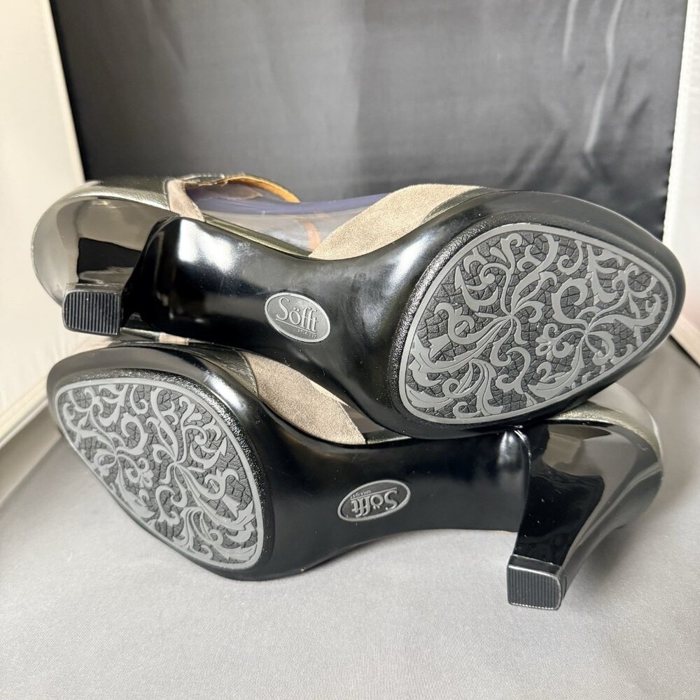 Sofft Gazelle Peep Toe Pumps Sandals Ankle Heeled Suede Green Women’s Size 10M - Picture 5 of 6